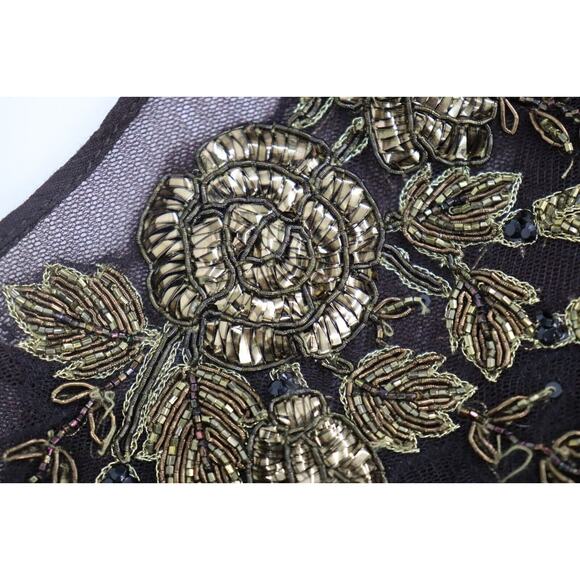 Karishma Indian Gown Size Medium Brown with Gold Floral Beading - Picture 4 of 16